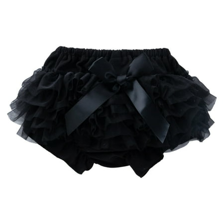 Ulitacool Shorts For Girl Double Lace Mesh Shorts With Soft Sheer Overlay And Bow For Kids Lightweight Comfortable Short Skirts Fashion Bottoms 6-12 Months Black