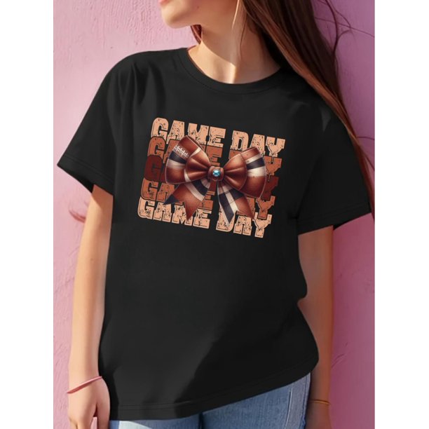 Game Day" Graphic Tee for Girls & Teens - Casual Comfortable Round Neck, Short Sleeve - Ideal for Summer Outdoor Activities Tee For Adult, Men, Women, Teen, Teenager, Adolescent, Youth
