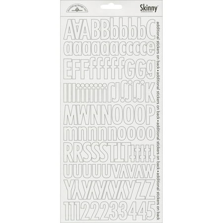 UPC: 0842715047259 | Doodlebug Skinny Cardstock Alpha Stickers 6 X13 2/Pkg-Lily White