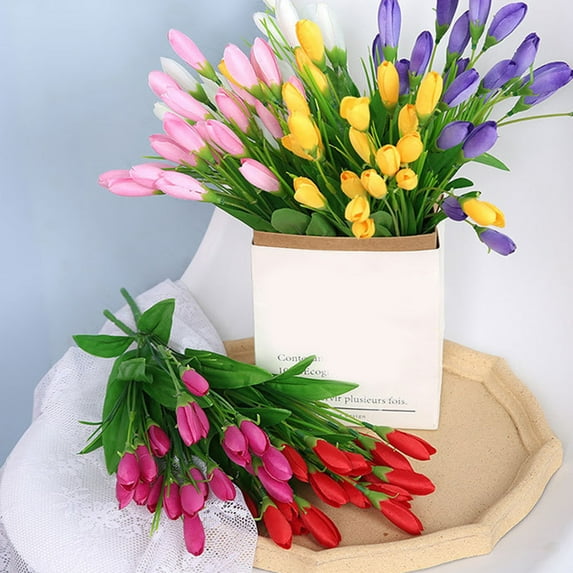 Visland 4PCS Artificial Tulip Flowers Tulip Flower Bouquet for Home Wedding Party Office Decor