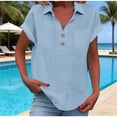 thumbnail image 2 of Vinsonshop Summer Short Sleeve Polo Shirts for Women Collared V Neck Work Dressy Tops Loose Business Casual Outfits (S-3XL), 2 of 9