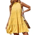 thumbnail image 3 of LUXUR Robe d'Été Tunique pour Femme Robes Courtes Décontractées Évasées Jaune G, 3 of 4