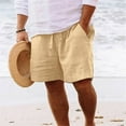 thumbnail image 2 of New Mens Cotton Solid Color Short Lightweight Gym Pants Linen Beach Shorts Men Jogging Sport Large Short Homme Earthy Yellow XL, 2 of 3