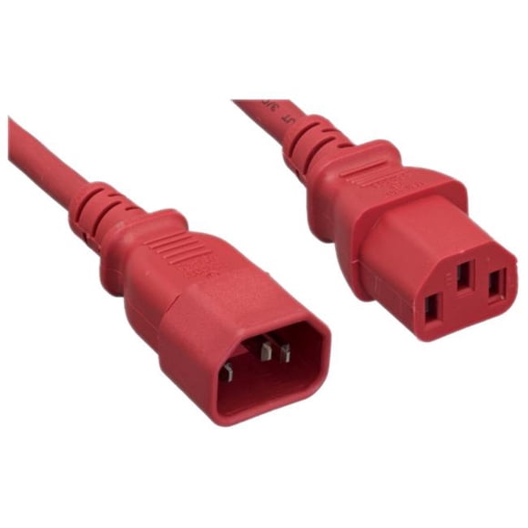 2 ft. C13 to C14 14 AWG 15 Amp Computer & Monitor Power Extension Cord, Red