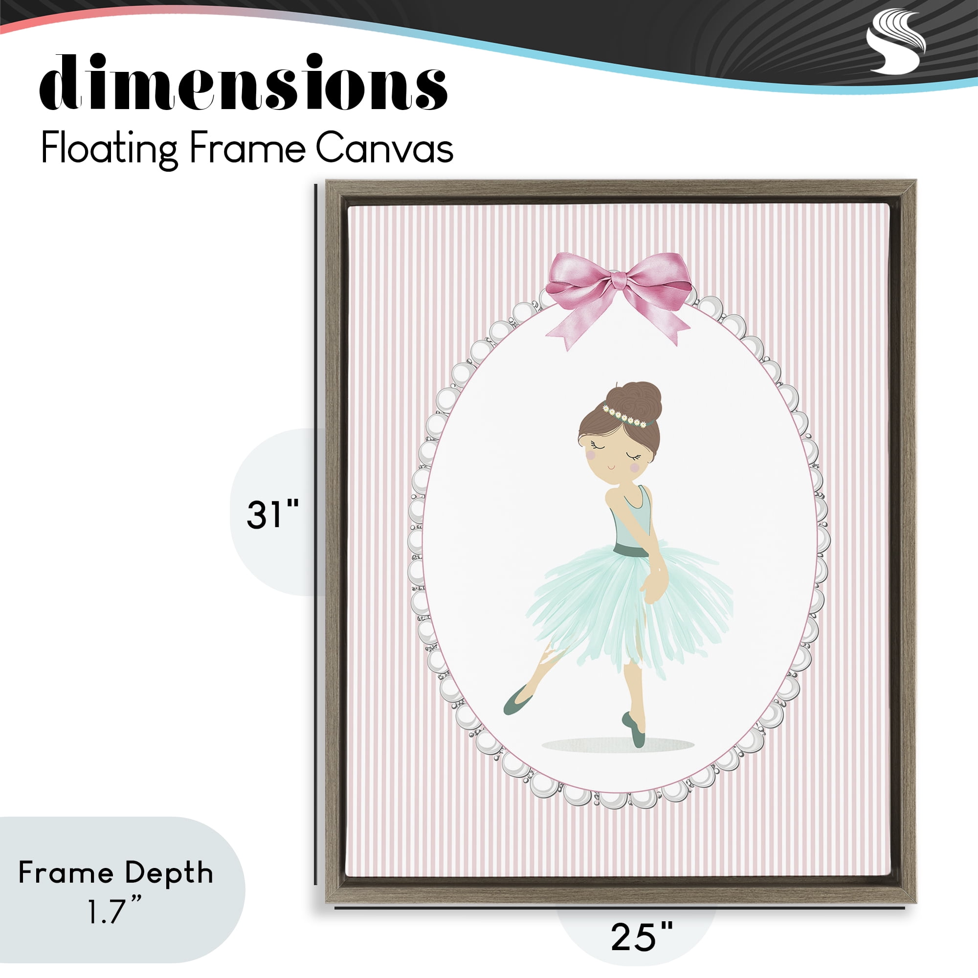 Stupell Industries Elegant Dance on Stripes Brown Framed Floater Canvas Wall Art, design by Christine Simpson Art