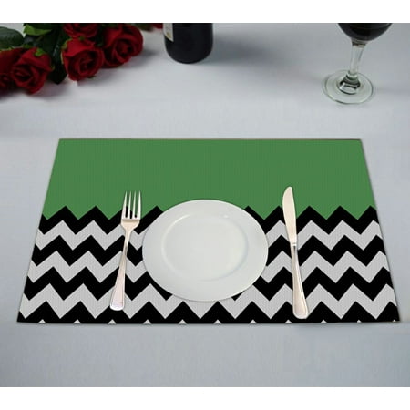 

ZKGK Color-blocked Chevron Placemat Table Mat 12x18 inches Set of 2