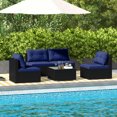 thumbnail image 2 of Gymax 5 PCS Patio Furniture Set w/ Seat & Back Cushions Tempered Glass Tabletop Navy, 2 of 9