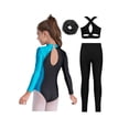 thumbnail image 4 of Haitryli Kids Girls Gymnastics Ballet Dance Leotards 4-piece Shiny Rhinestones Figure Ice Skating Unitards Jumpsuit Outfits Lake Blue 8, 4 of 5