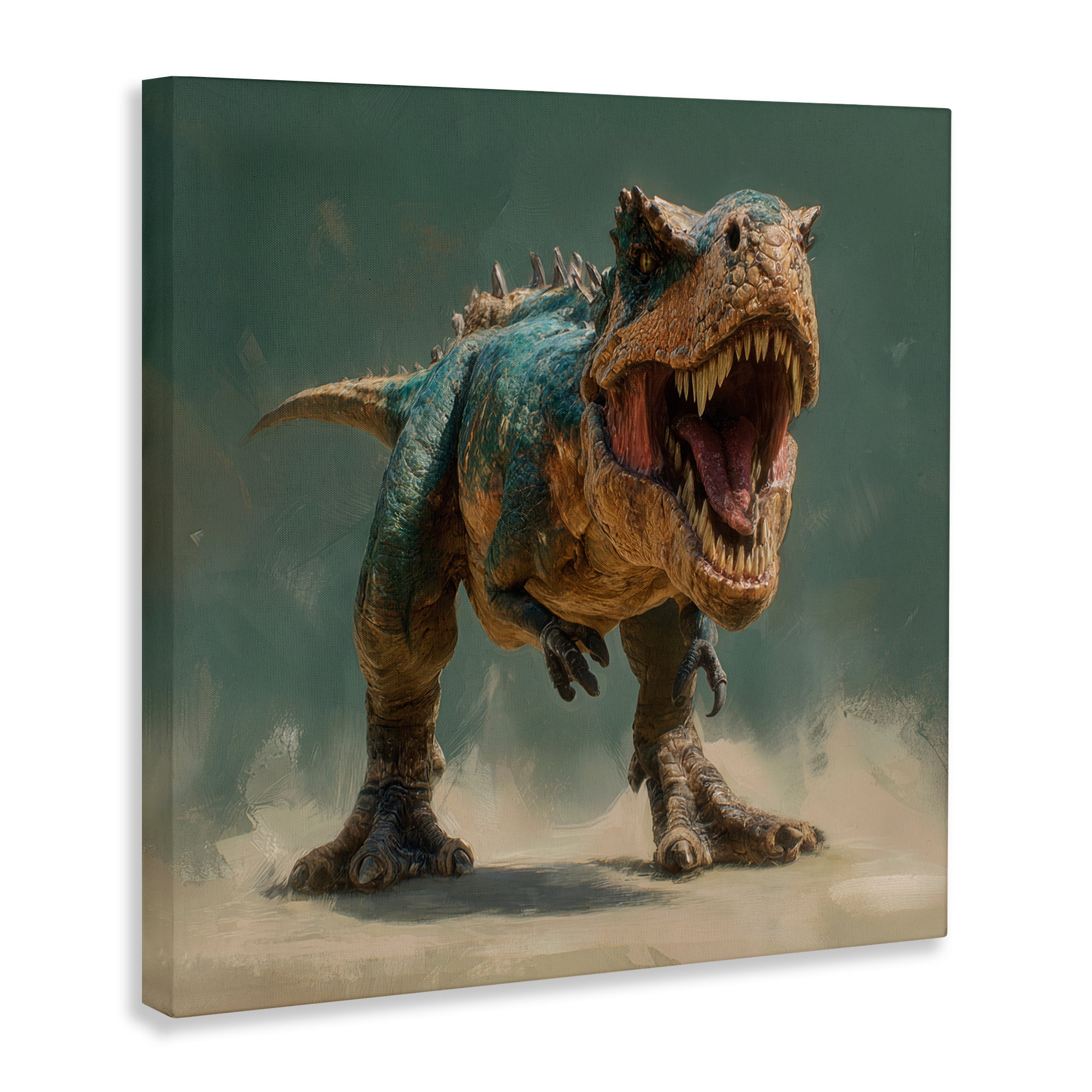 Stupell Industries Roaring T-Rex in Green Canvas Wall Art, design by Wumples