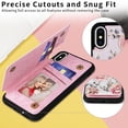 thumbnail image 4 of Allytech iPhone X/ iPhone XS Case with Card Holder, Stylish Flower with Glitter Bling Rhinestone Stand Shockproof Slim Fit Bumper Wallet Case for Apple iPhone X/ iPhone XS - Flower, 4 of 7