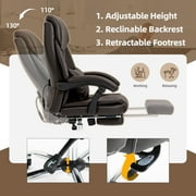 AVAWING Velvet Executive Office Chair, Velvet Office Chair with Adjustable Height and Back, Thick Padding Ergonomic Massage Home Office Desk Chairs with Adjustable Headrest, Foot Rest Armrest, Grey