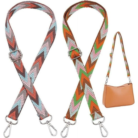 2 Colors Purse Shoulder Straps 54 Inch Adjustable Crossbody Straps Replacement Arrow Pattern Polyester Webbing Bag Straps with Silver Clasp for Luggage Strap Guitar Strap Mixed Color2