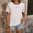 thumbnail image 2 of Xihbxyly Women's Top Summer Casual Short Sleeve Loose Tee Tops Crew Neck T-Shirt Fashion Tunic Tops Casual Solid Color Blouse, 2 of 7