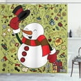 thumbnail image 1 of Ambesonne Christmas Shower Curtain, Smiling Snowman and Items, 69"Wx84"L, Avocado Green and Multicolor, 1 of 3