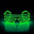 thumbnail image 1 of Light Up Flashing Shutter Neon Rave Glasses El Wire LED Sunglasses Voice Activated Glow DJ Costumes for 80s, EDM, Party, 1 of 5