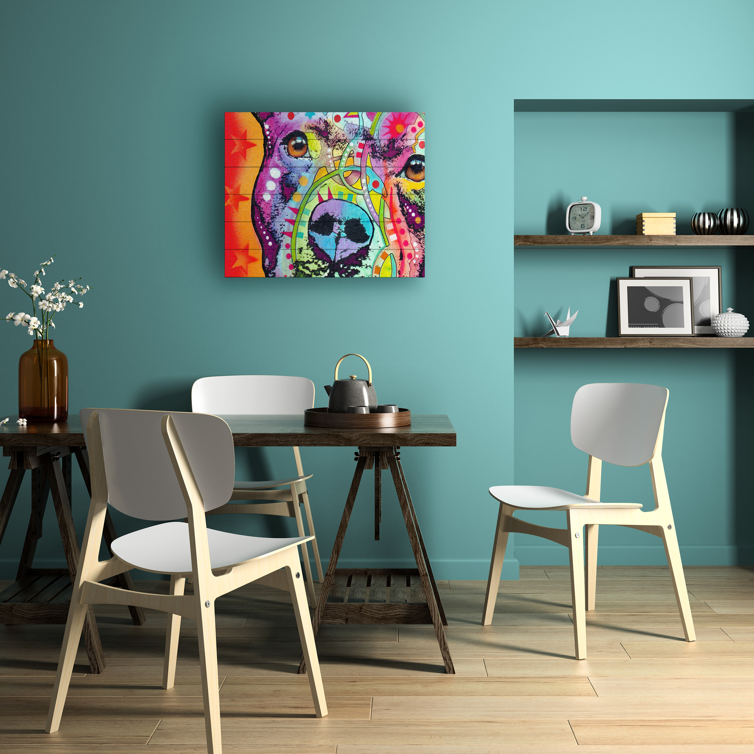 Dean Russo 'Thoughtful Pitbull' Wood Slat Art