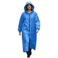thumbnail image 2 of Womens Plus Size Waterproof Long Raincoat Lightweight Full Zipper Hooded Windbreaker Poncho With Pockets Blue 2XL, 2 of 6