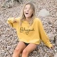 thumbnail image 3 of ALLTB Blessed Sweatshirt for Women Letter Print Lightweight Thanksgiving Pullover Tops Blouse, L, 3 of 8