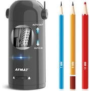 AFMAT Electric Pencil Sharpener for Colored Pencils 7-11.5mm, Fully Automatic Robot Pencil Sharpener, Auto in & Out, Rechargeable Hands-Free Pencil Sharpeners for Large Pencils, Home, Classroom, Gray