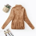 thumbnail image 4 of Womens Full Zip Up Sherpa Lapel Fuzzy Fleece Jacket Oversized Fluffy Coat, 4 of 4