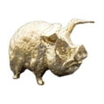 thumbnail image 3 of Estatua de cerdo de latón, recuerdo coleccionable creativo, figura decorativa moderna de animal. dorado brillante, 3 of 9