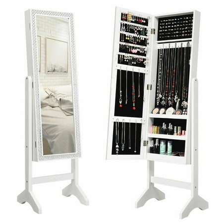 Gymax White Mirrored Jewelry Cabinet Armoire New Canada Gymax White Mirrored Jewelry Cabinet, White Jewelry Mirror Armoire