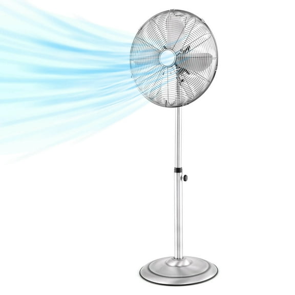 Costway 16" Standing Pedestal Fan with 3 Speed Settings Carrying Handle Aluminum Blades Silver