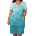 thumbnail image 2 of Fade to Teal-vestido holgado con bolsillo para mujer traje de acuarela y garabatos Verano, 2 of 6