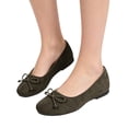 thumbnail image 2 of Domuza Womens Bowknot Ballet Flats Pointy Toe Casual Flat Shoes Suede Dressy Wear to Work Slip-Ons Moccasins Loafers summer Army Green 10（EU-43）, 2 of 6