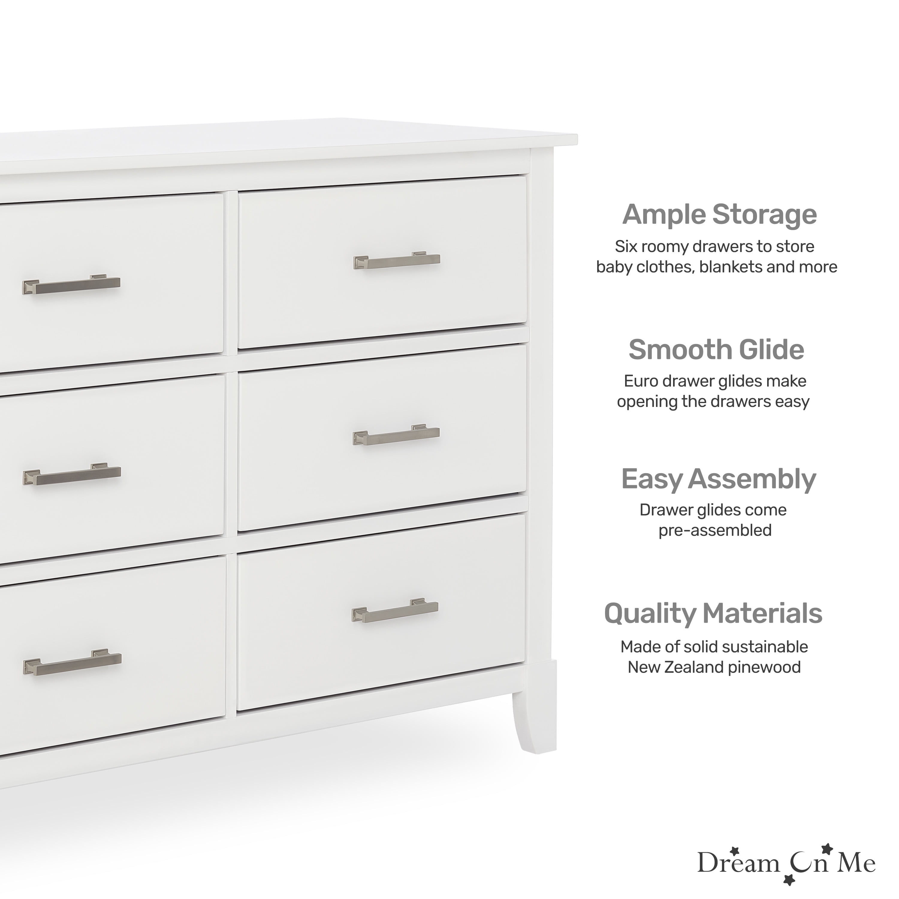 Dream On Me Universal Double Dresser in White, Model #599-WHITE