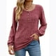 thumbnail image 4 of Suéter de cuello redondo para mujer, informal, liso, de invierno, de manga larga, con botones, de punto cepillado, holgado, para mujer, 4 of 7