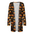 thumbnail image 4 of WTOBBY Women's Halloween Printed Cardigan Jacket Mid Length Open Front Long Sleeve Casual Cover Up with Pockets Novelty Fall Sweater Lightweight Cozy Outerwear,Navy 2XL, 4 of 7