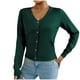 thumbnail image 2 of Suéter de cuello en V para mujer, suéter de punto de color liso con cuello en V, cárdigan con botones, blusa para mujer, 2 of 8