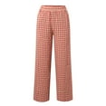 thumbnail image 4 of Jamsmile Women Pants Plaid Print Drawstrings Elastic High Waist Wide Leg Pants Vintage Tracksuits Loose Streetwear Trousers, 4 of 7