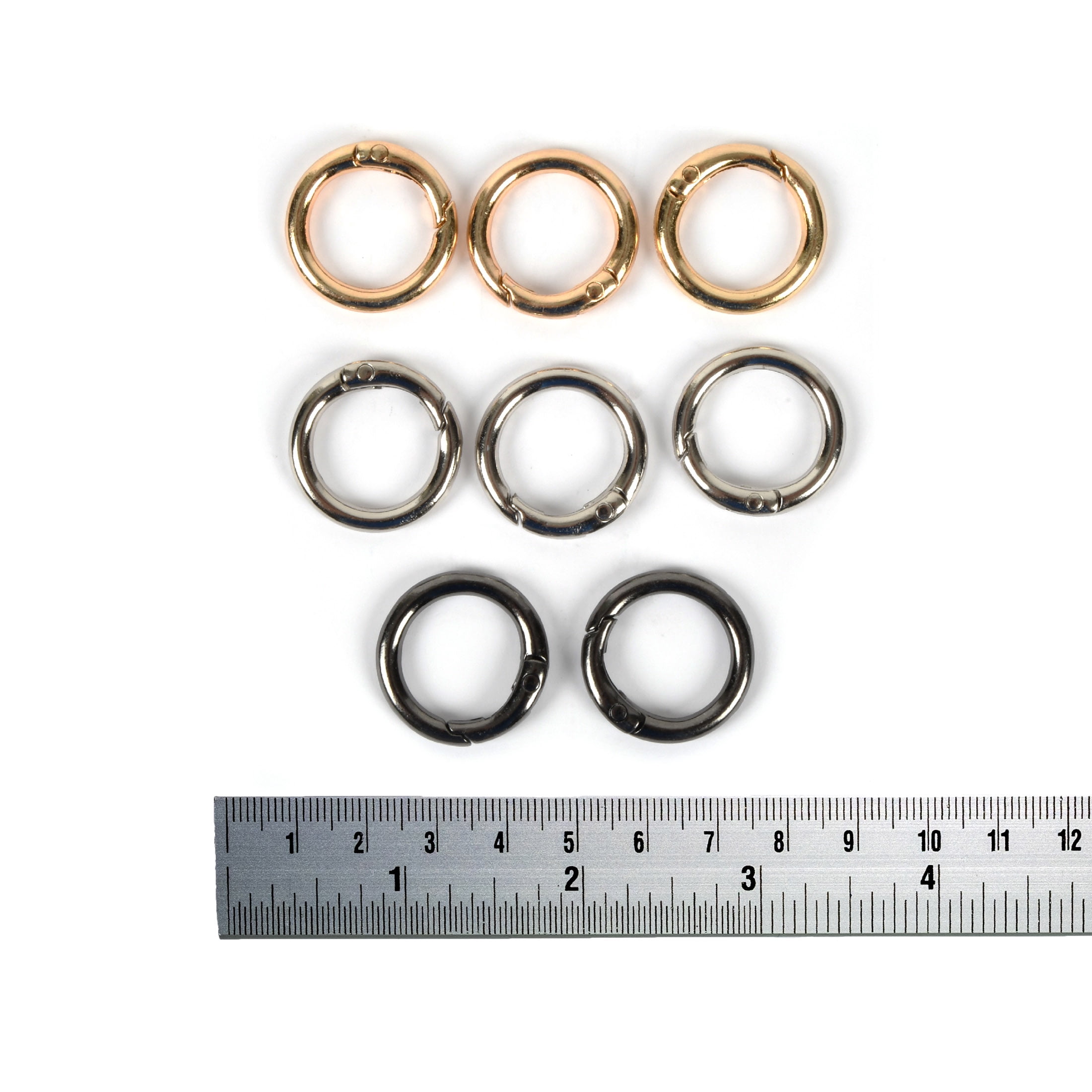 Blue Moon Beads Multi-Color Hinged Alloy Key & Jump Ring Circle Clasps for DIY Jewelry Unisex Adult, 8 Pieces