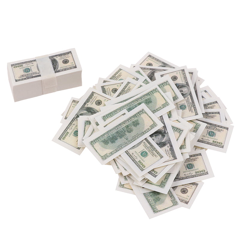 100 Sheets/set Mini Dollar 1:12 Dollhouse Miniature Life Money Us $100 BanknoKZ1 