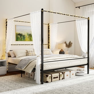 Queen Size Hemelbedframe, Metalen Hemelbed (Laadvermogen 800 lbs