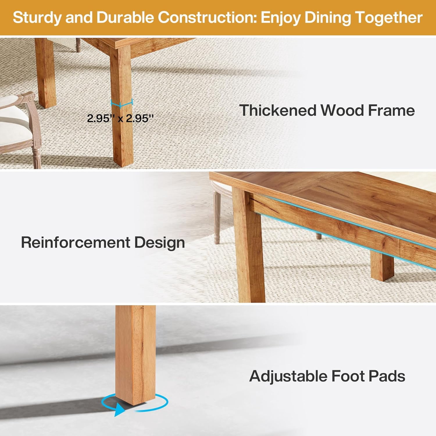 Tribesigns 70.86 in Rectangle Spacious Dining Table, Walnut