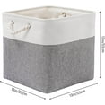 thumbnail image 5 of 13 x 13 Inch Cube Storage Bins, 6 Pack Extra Large Collapsible Fabric Storage Bin with Ropes, Foldable Storage Cubes for Home (White & Grey-13"x13"x13"), 5 of 5