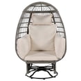 thumbnail image 3 of Furvclv Outdoor Egg Chair, Swing Chair With 4 Pillows, Thick Soft Padded Back And Arm, Swivel & Rocking Function, Swivel Base, Adjustable Foot Pads, Wicker Egg Chair, 3 of 9