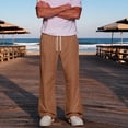thumbnail image 5 of Men's Baggy Sweatpants Athletic Loose Wide Leg Elastic Waist Lounge Relaxed Open Bottom Joggers Pants with Pockets Brown 2XL, 5 of 7