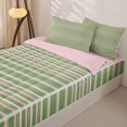 thumbnail image 2 of Castle Fairy Boho Horizontal Stripe Zipper Full Size Comforter Sets with Fitted Sheet and 2 Pillowcases,Bohemian Thin Line Zipper Bedding Set,Sage Pink White,Reversible, 2 of 5