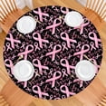 thumbnail image 2 of Breast Cancer Survivor Pink Ribbon Black Round Fitted Tablecloth with Elastic Edge,Dining Table Cover Waterproof,Outdoor Round Tablecloth for Camping,Dining,Indoor and Outdoor, 2 of 7