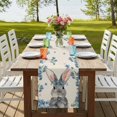 thumbnail image 4 of Table Runners 72 Inches Long Dress Scarves, Easter Farmhouse Kitchen Table Runner, Coffee Tablerunners, Spring Rabbit Blue Botanical Flowers Farmhouse 14x72 Inch, 4 of 9