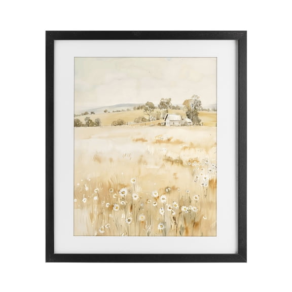 Stupell Industries Transitional Farm Country Meadow with Daisies Black Framed Print Under Glass, 13 x 16, by Creative Studio