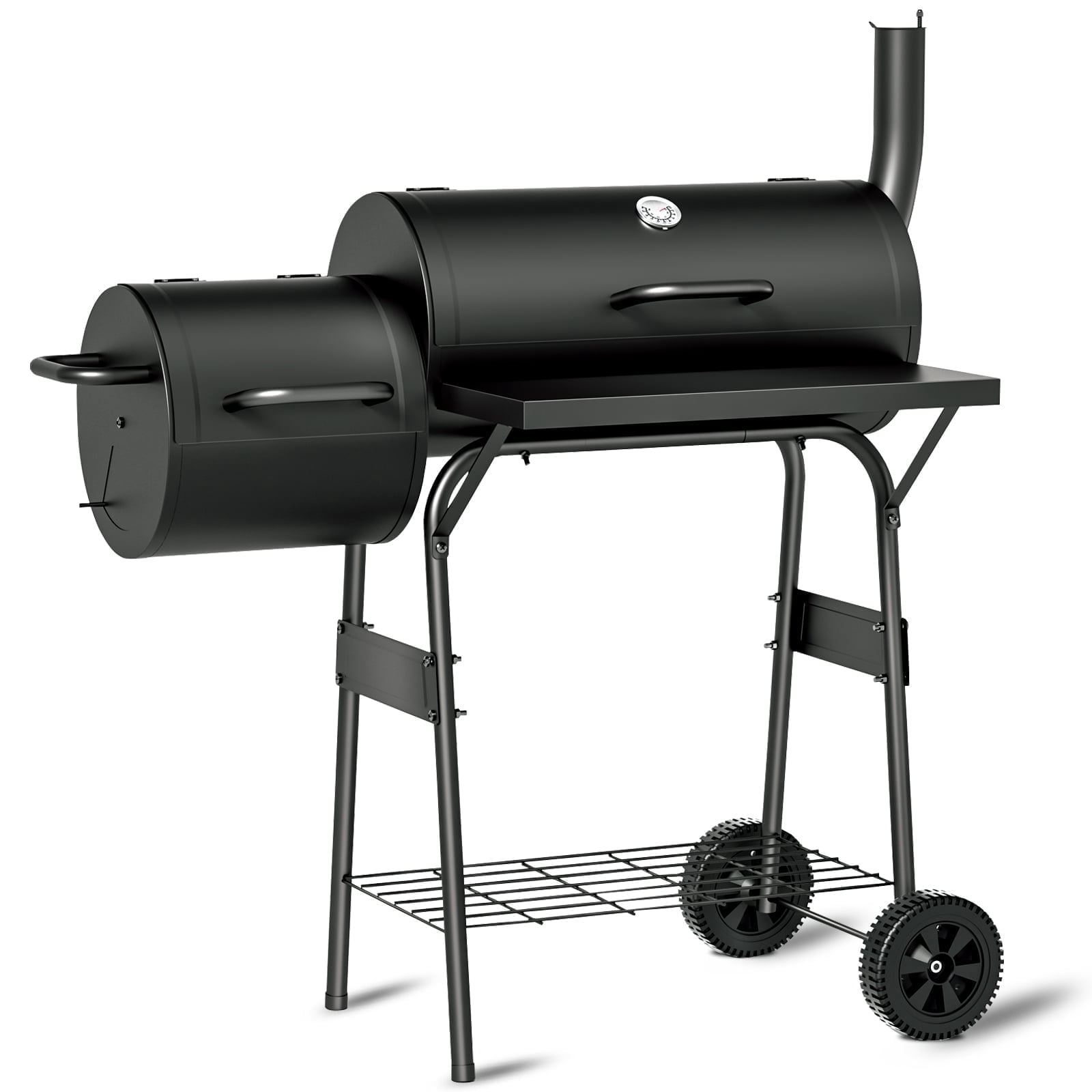 Charcoal Smoker Grills, KingChii Offset Smoker Family-Size 4-6  with Temperature Control Person BBQ for Outdoor, Garden, Patio and Backyard