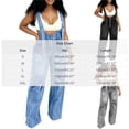 thumbnail image 3 of Women's Denim Overalls, Adjustable Zipper Jumpsuit, Wash Blue Cowboy Bib Pants, Loose Fit Casual One-Piece For Streetwear Blue XL, 3 of 6