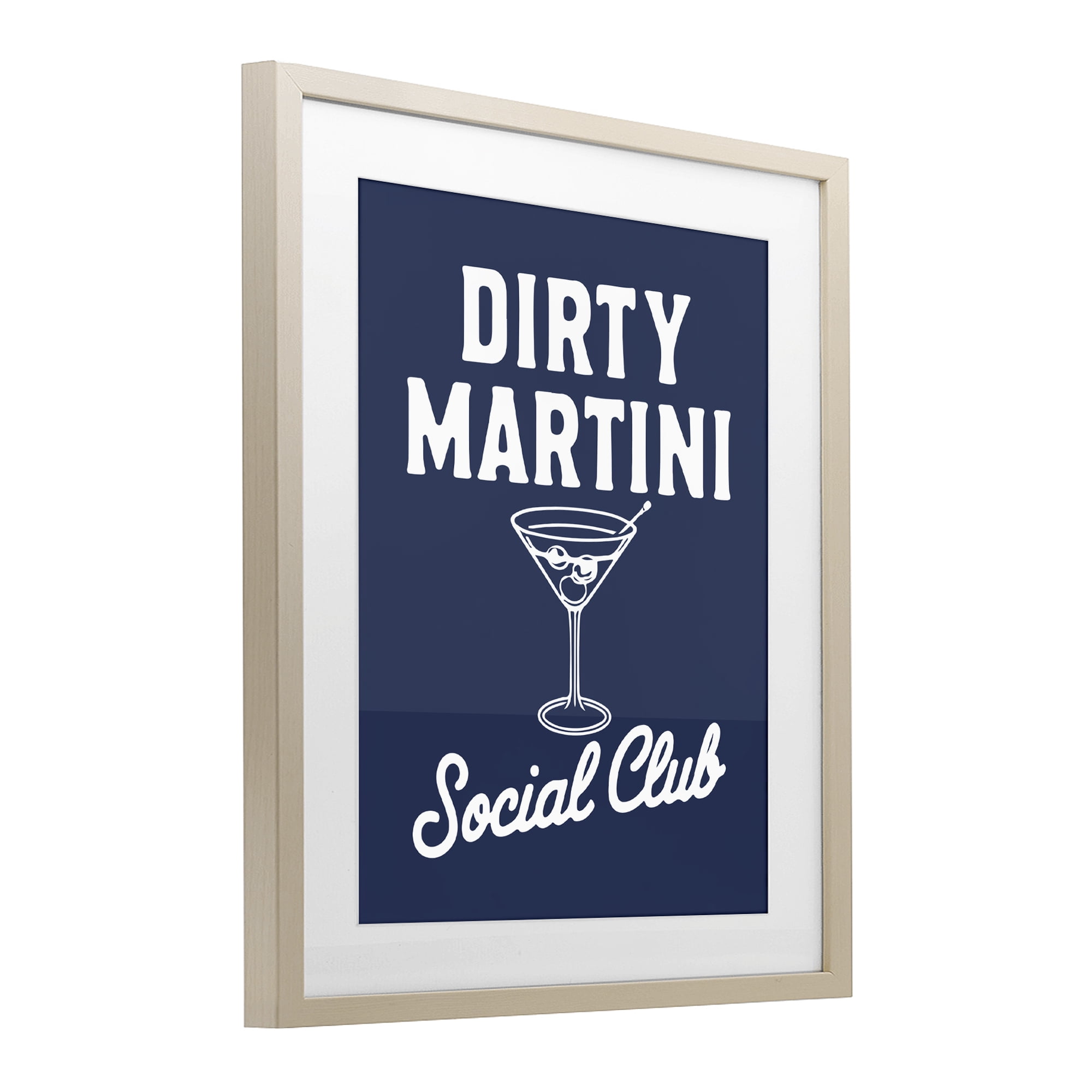 Stupell Industries Retro Dirty Martini Club Birch Framed Print Under Glass, design by Lettered and Lined