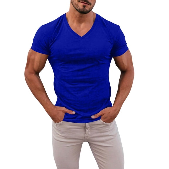 longantii Henley Shirts for Men Cotton Henley Tshirt Basic Loose Quick-Dry Shirts Polo Stylish Athletic Tees Work Vacation Outfits Royal Blue XXXL