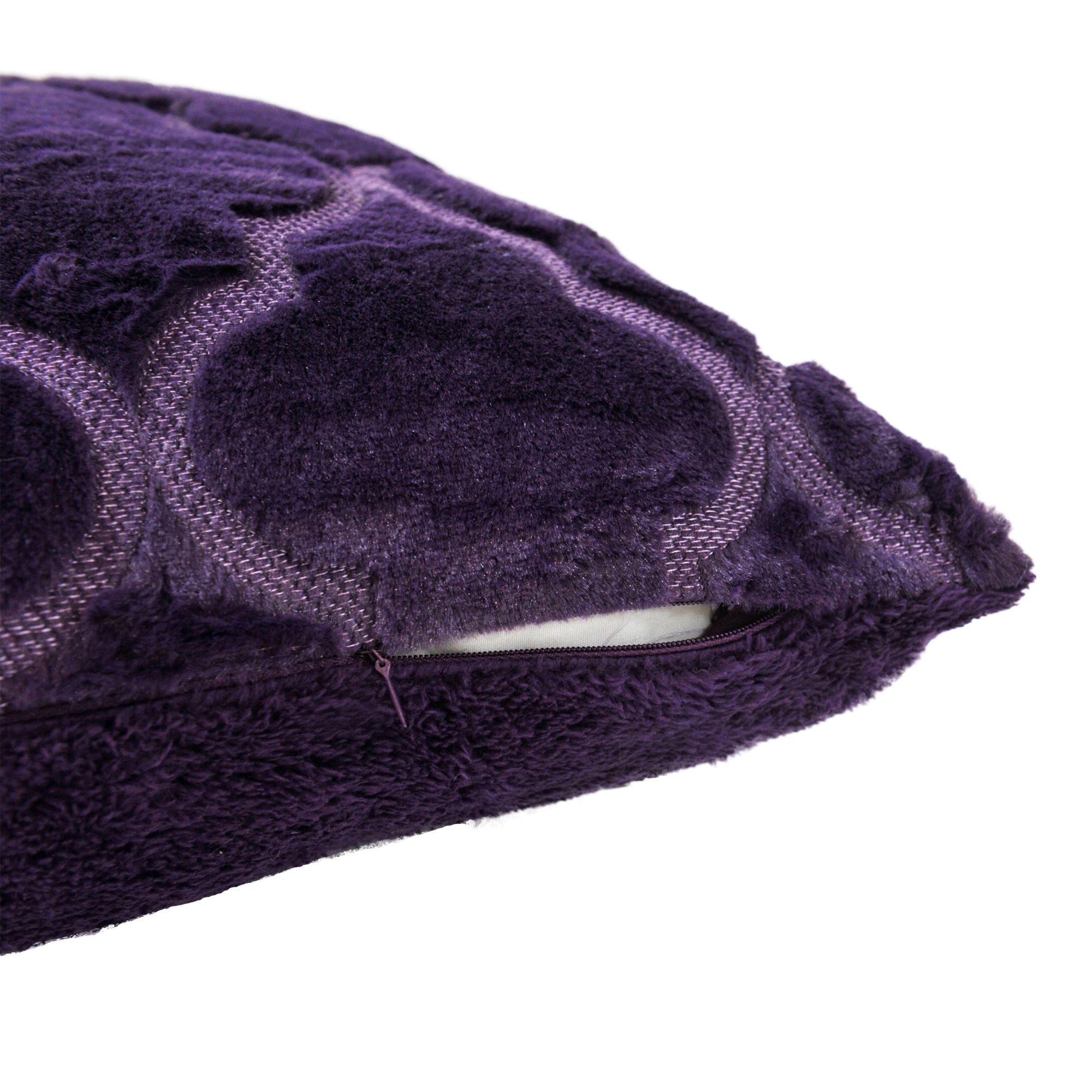 Home Soft Things Ogee Tatami Faux Fur Throw & Pillow Cover Combo Set - Blackberry - 50" x 60"/18" x 18"
